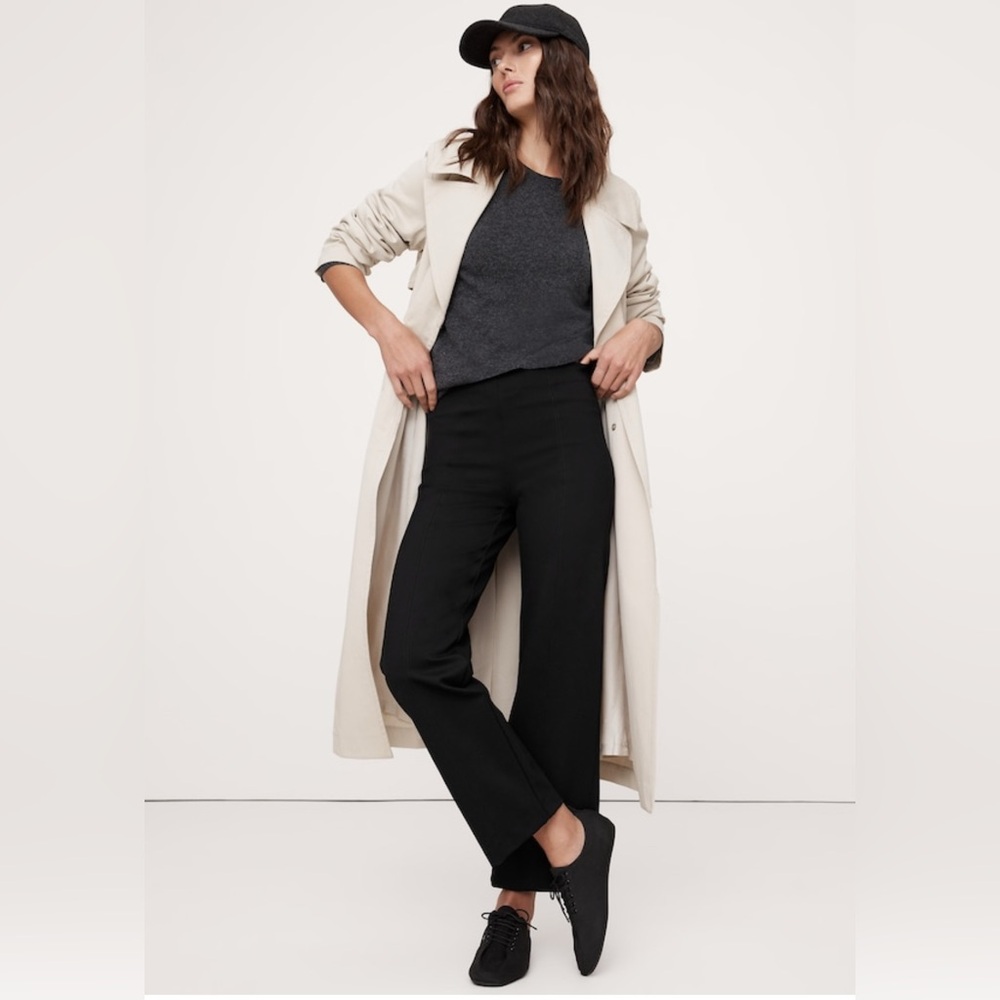 Banana Republic Straight Everywhere Ponte Ankle Pant. Black. Large Petite